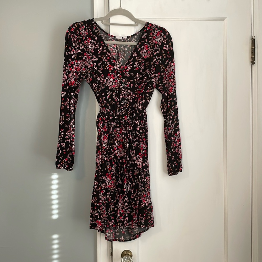 Floral patterned button front dress